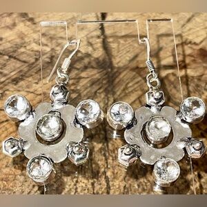 Faceted Clear Glass Beads Earrings 2”